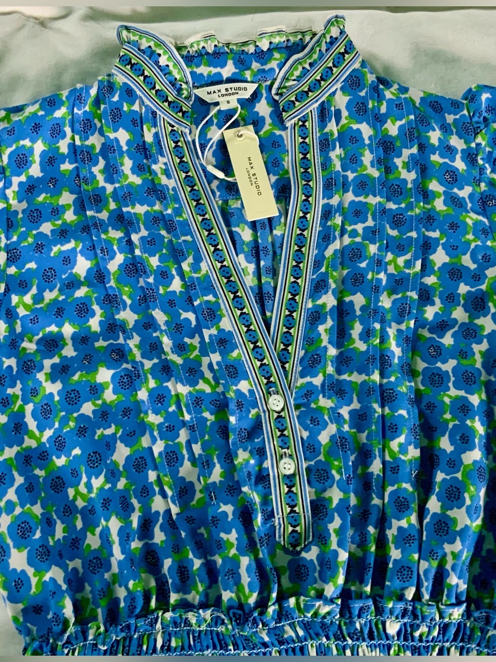 Max Studio Blue and Green Floral Maxi Dress - Picture 3 of 5